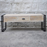 Barn Industrial Coffee Table 2 Drawers White